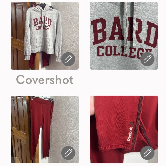 Matching maroon - Bard Sweatshirt hoodie+NEW Reebok stretch pant SzM - Picture 1 of 17
